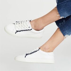 Tory Burch Sport White Leather Ruffle Low Top Sneakers Lace Up Size 7